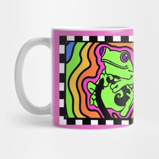 Rainbow Groovy Gay Pride Red Eyed Tree Frog Mug